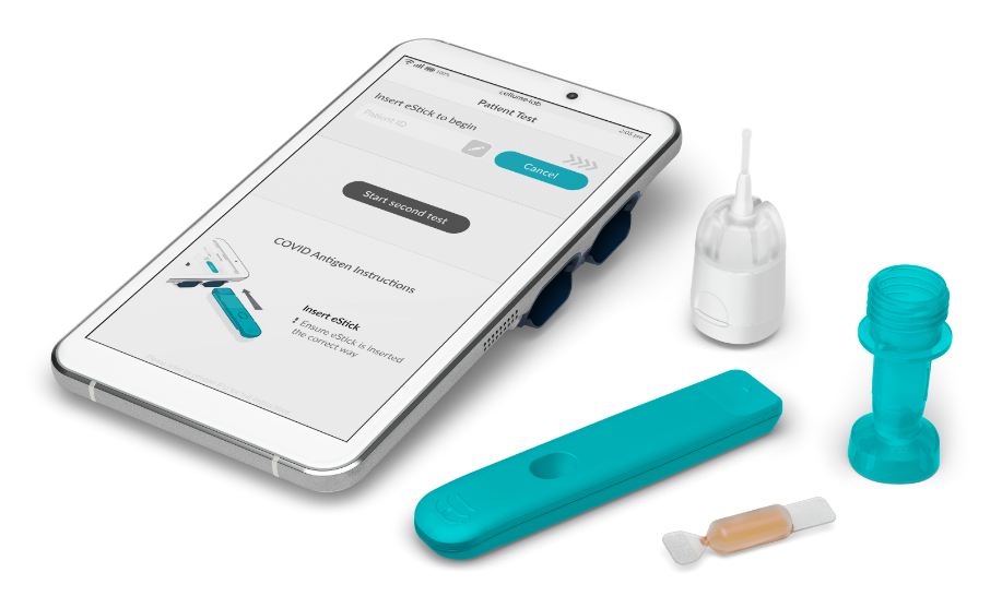 ellume lab device with COVID antigen components