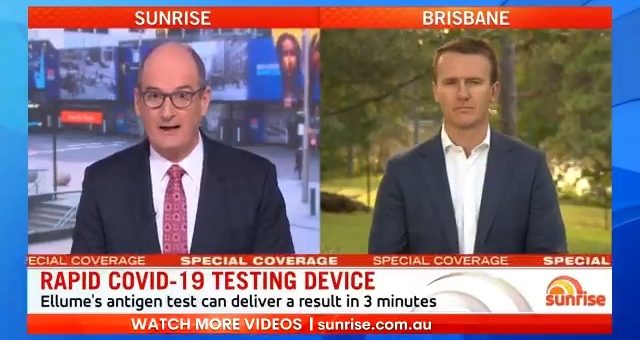 Rapid COVID-19 Testing Device, Sunrise Interview with Ellume CEO Dr Sean Parsons
